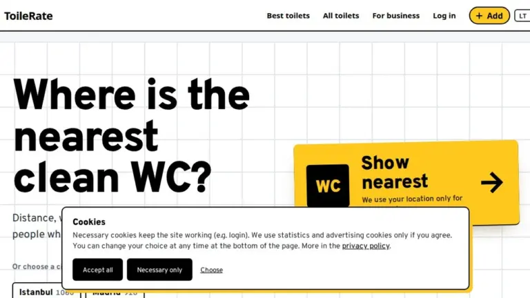 Toilerate: where to find the nearest clean WC while travelling?